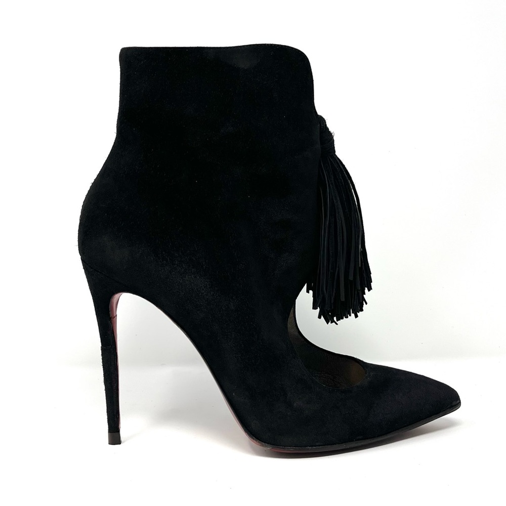 Christian Louboutin Ottocarl Black Suede Fringe Ankle Boots Booties 38.5 8.5 - Picture 5 of 14